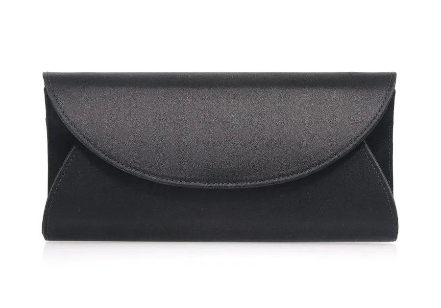Noir Satin Envelope Clutch
