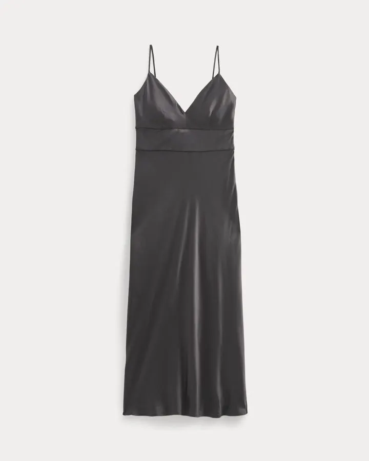 Graphite Silk Slip Midi