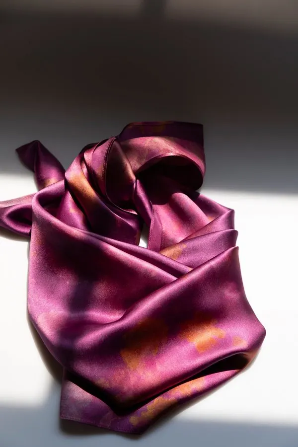 Midnight Peony Silk Ribbon Scarf Duo
