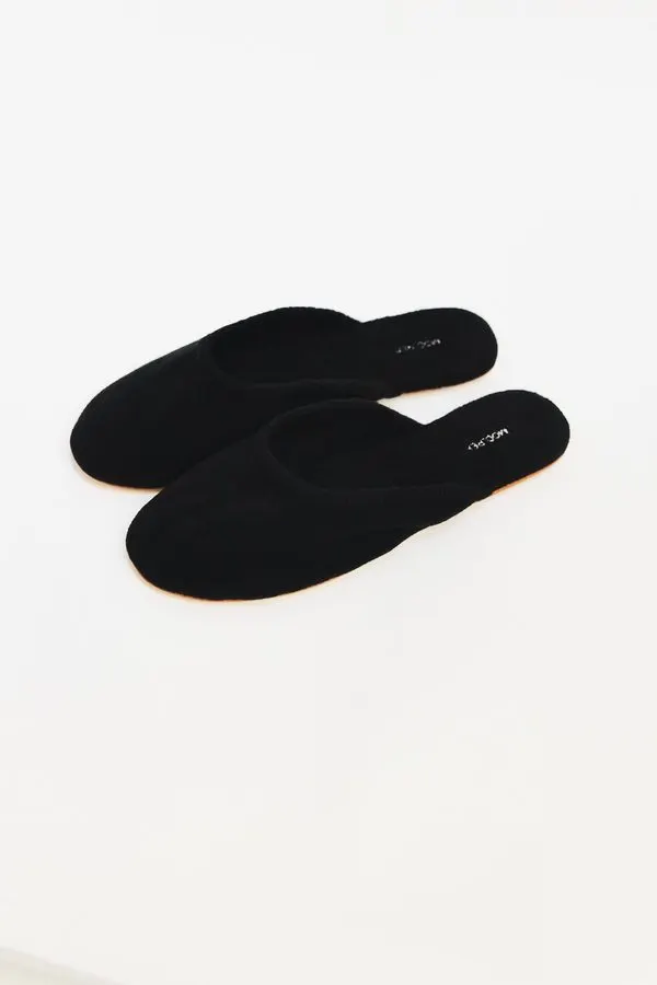 Black Suede Flat Mules