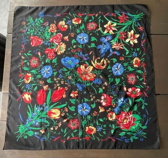 Midnight Tigerlily Silk Square