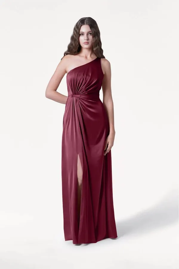 Merlot Burgundy Sheath Gown