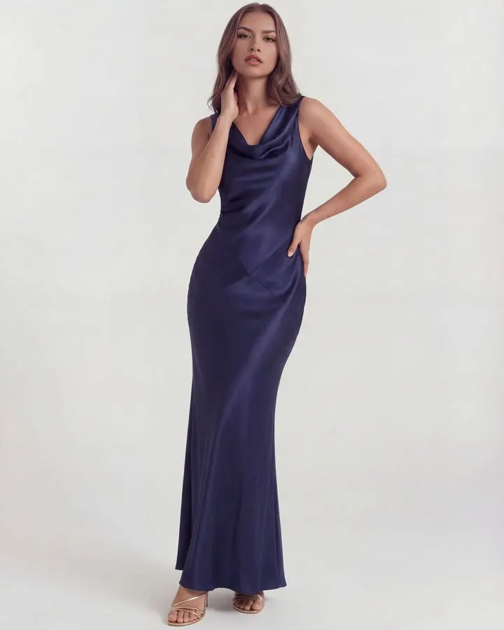 Sapphire Liquid-Satin Gown