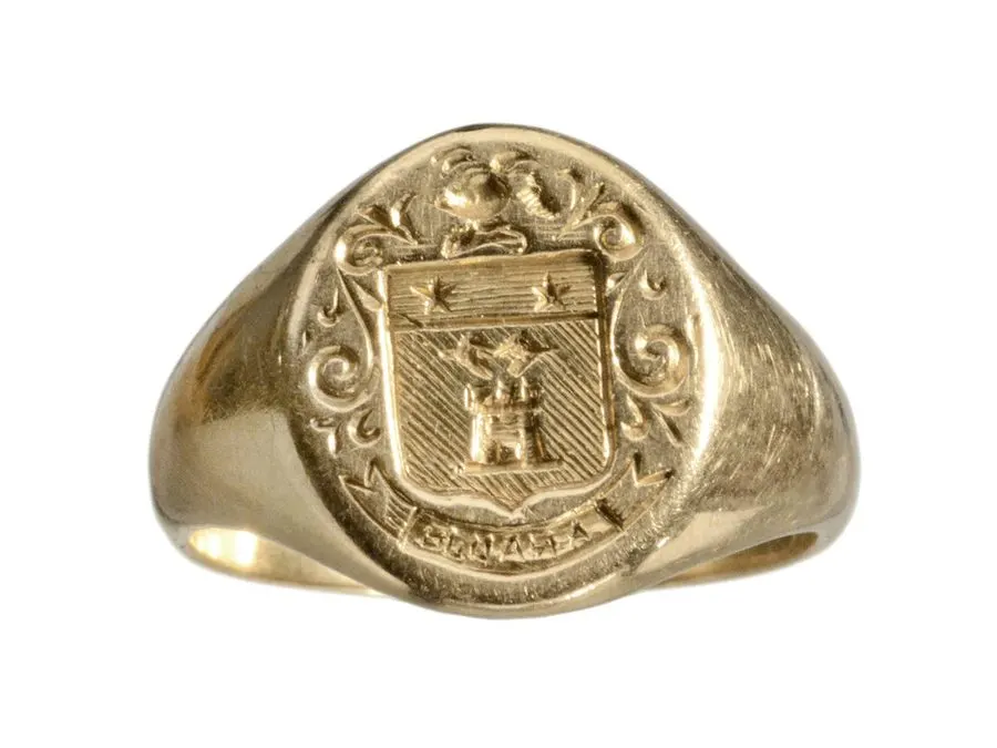 Sculpted Gold Signet Ring