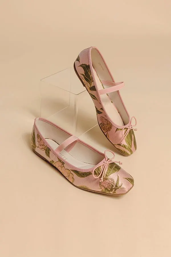 Floral Jacquard Ballet Flats