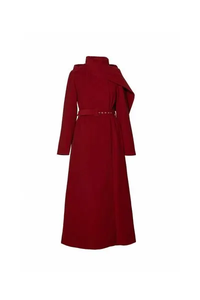 Crimson Statement Wool Coat