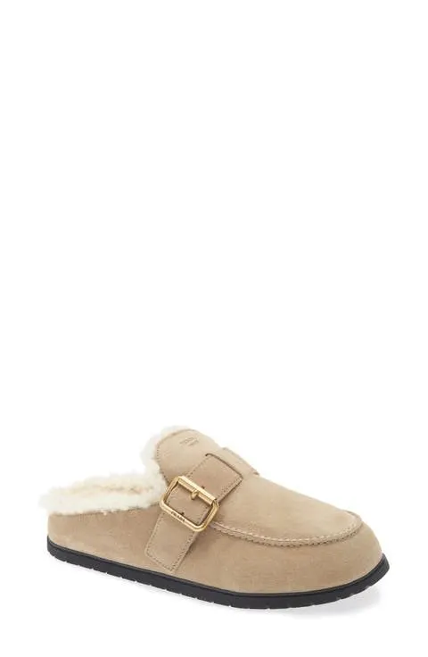 Shearling-Trim Mules