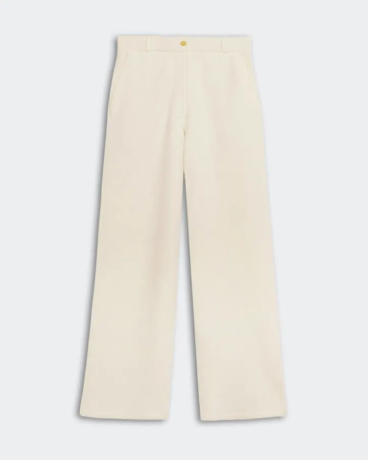 Ivory Tailored Straight-Leg Trousers