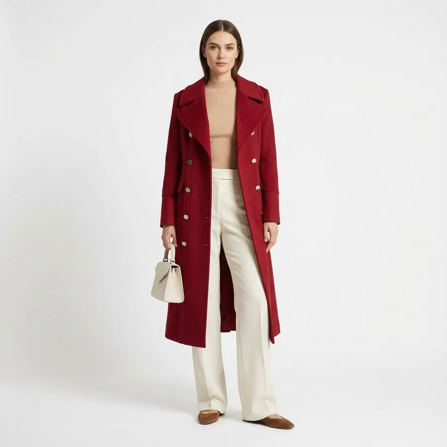 Crimson Statement Wool Coat