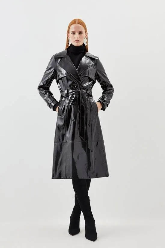 Noir Longline Belted Trench Jacket