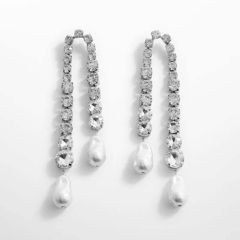 Cascade Pearl & Crystal Drop Earrings