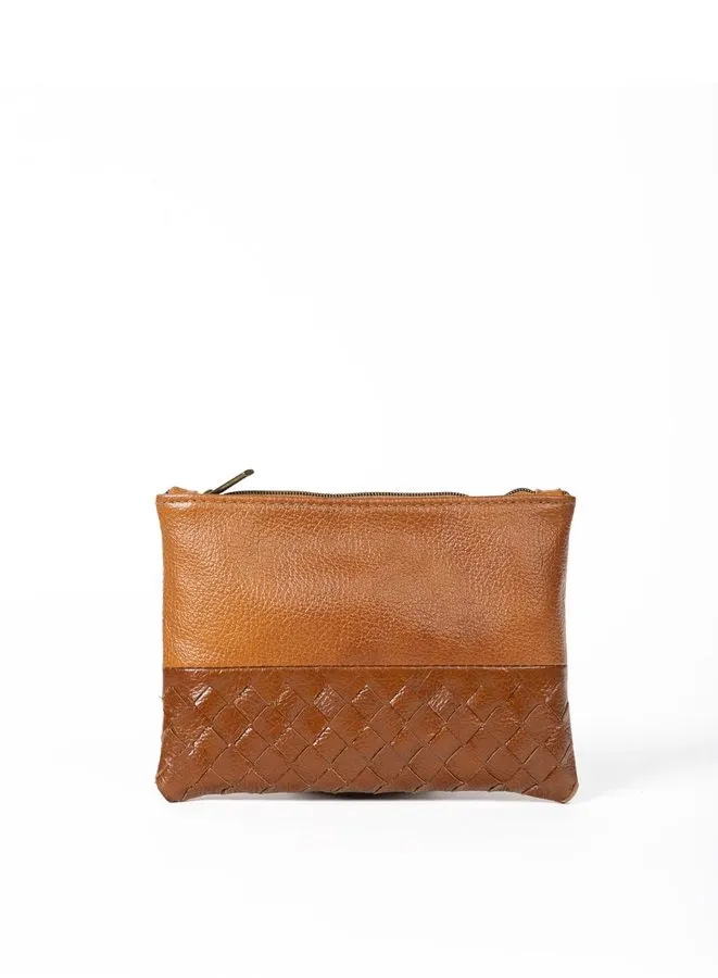 Cognac Leather Evening Pouch