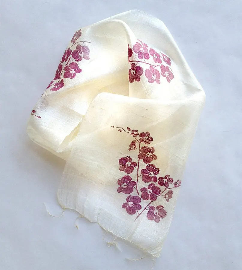 Ink Orchid Pure Silk Scarf 100x100