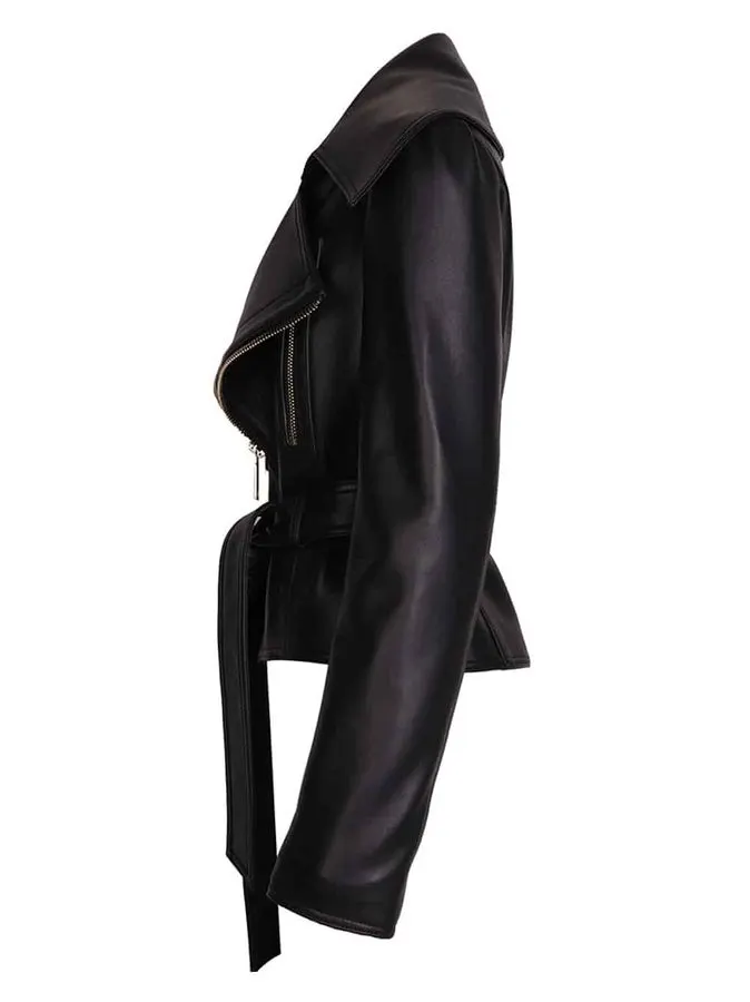 Midnight Belted Leather Jacket