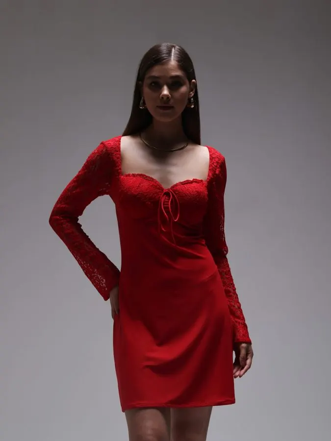 Crimson Lace Cocktail Dress