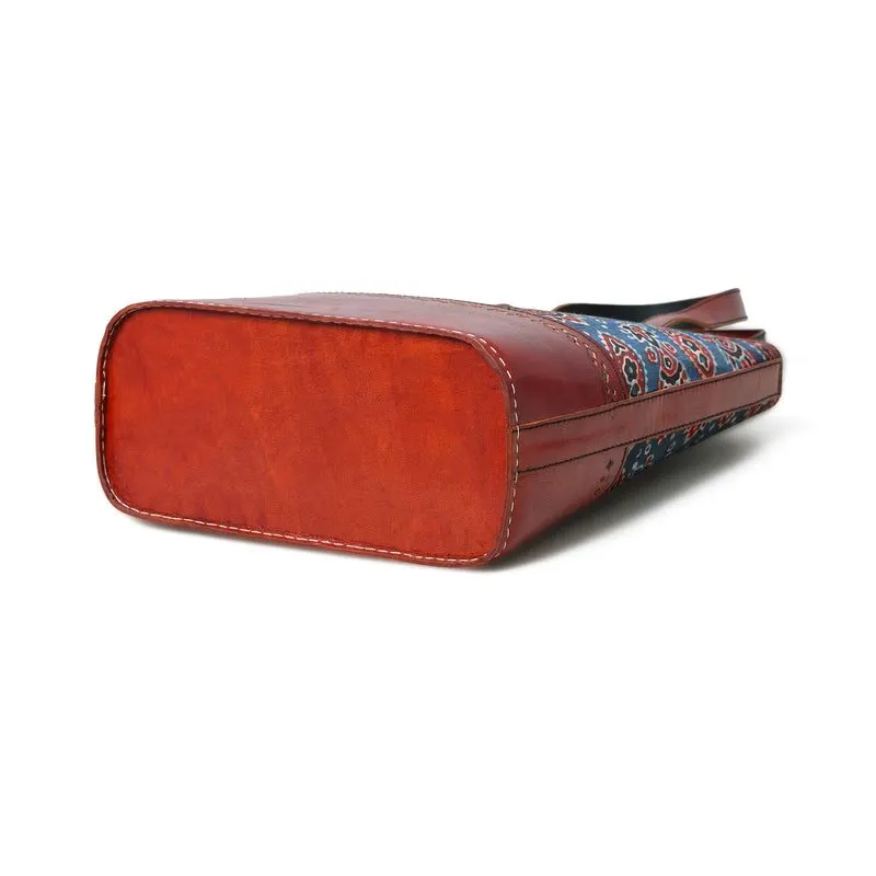 Neela Ajrakh Structured Leather Tote