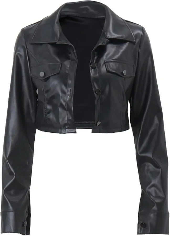 Rue Cropped Leather Moto Jacket