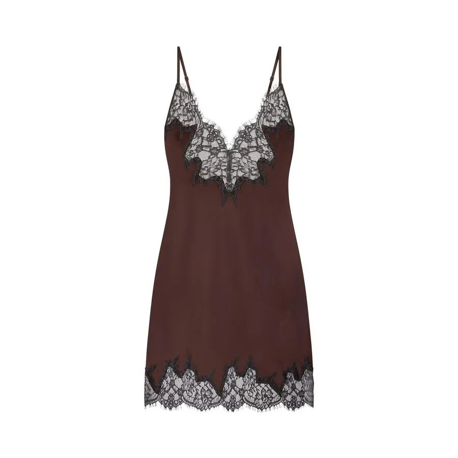 Espresso Silk Slip Dress