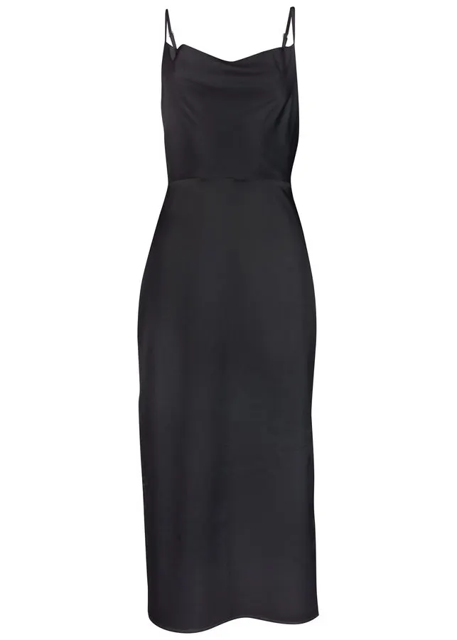 Jet Satin Cowl Slip