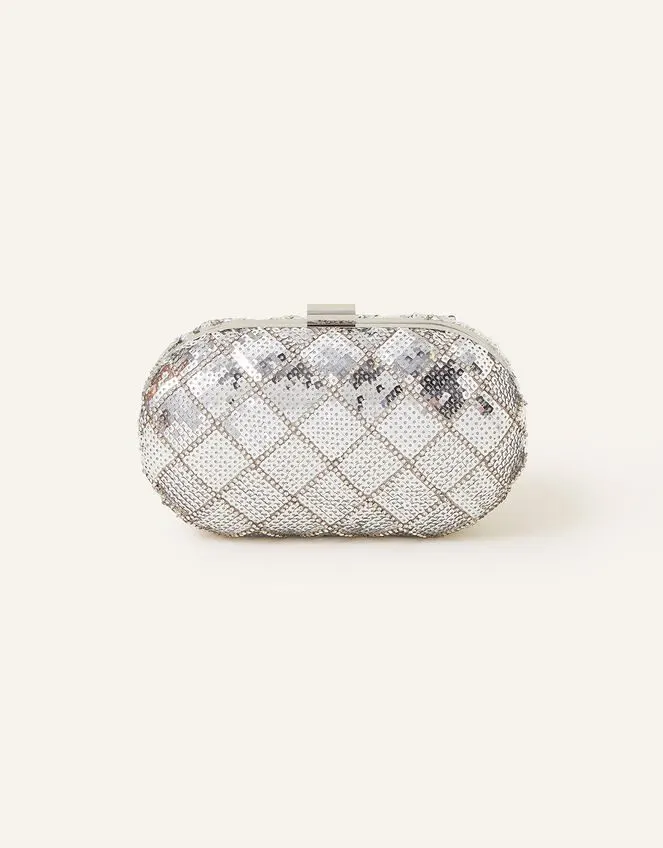 Lune Silver Hard-Case Clutch