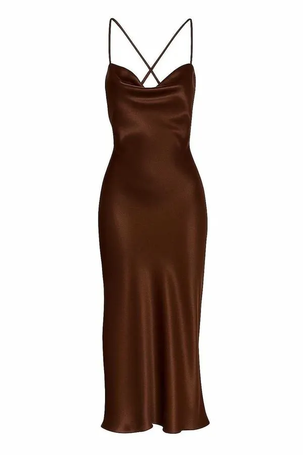 Espresso Silk Slip Dress
