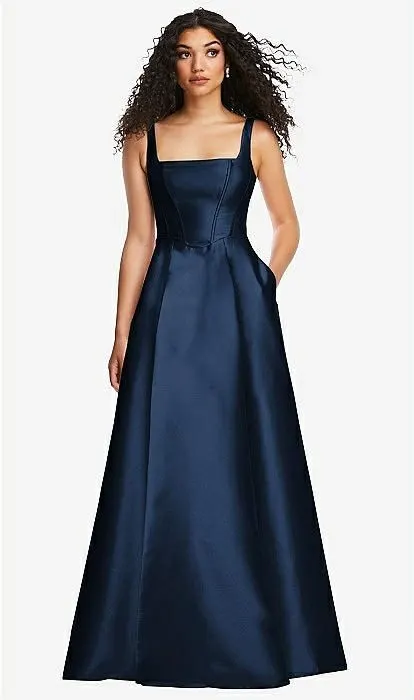 Midnight Satin Evening Dress
