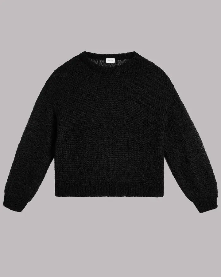 Black Fine-Gauge Knit Top