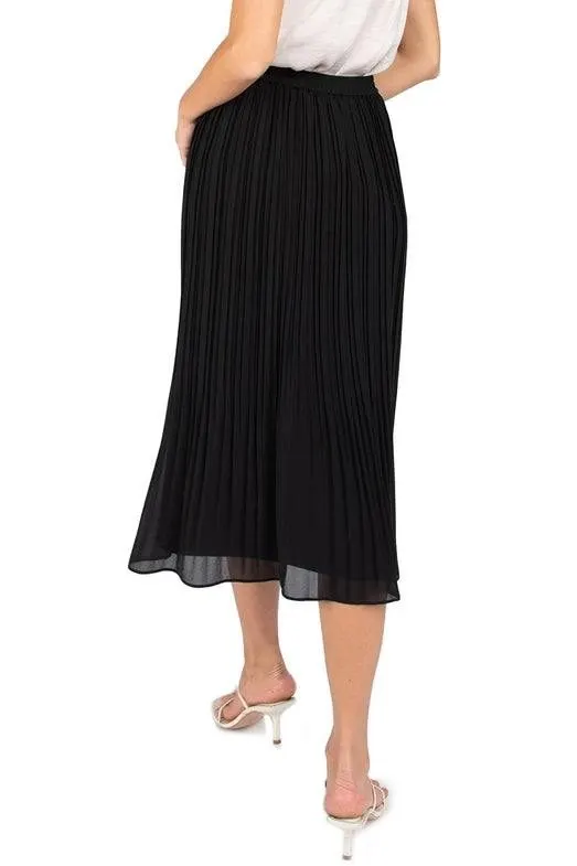Raven Pleated Chiffon Midi