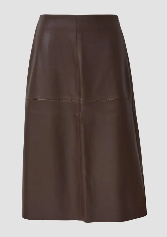 Espresso Leather A-Line Midi
