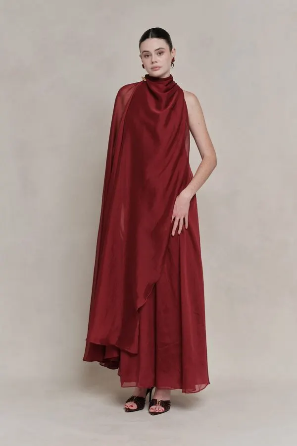 Nocturne Cape-Sleeve Gown