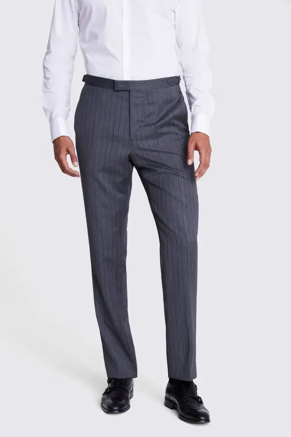 Dove Grey Satin Tuxedo-Stripe Trousers