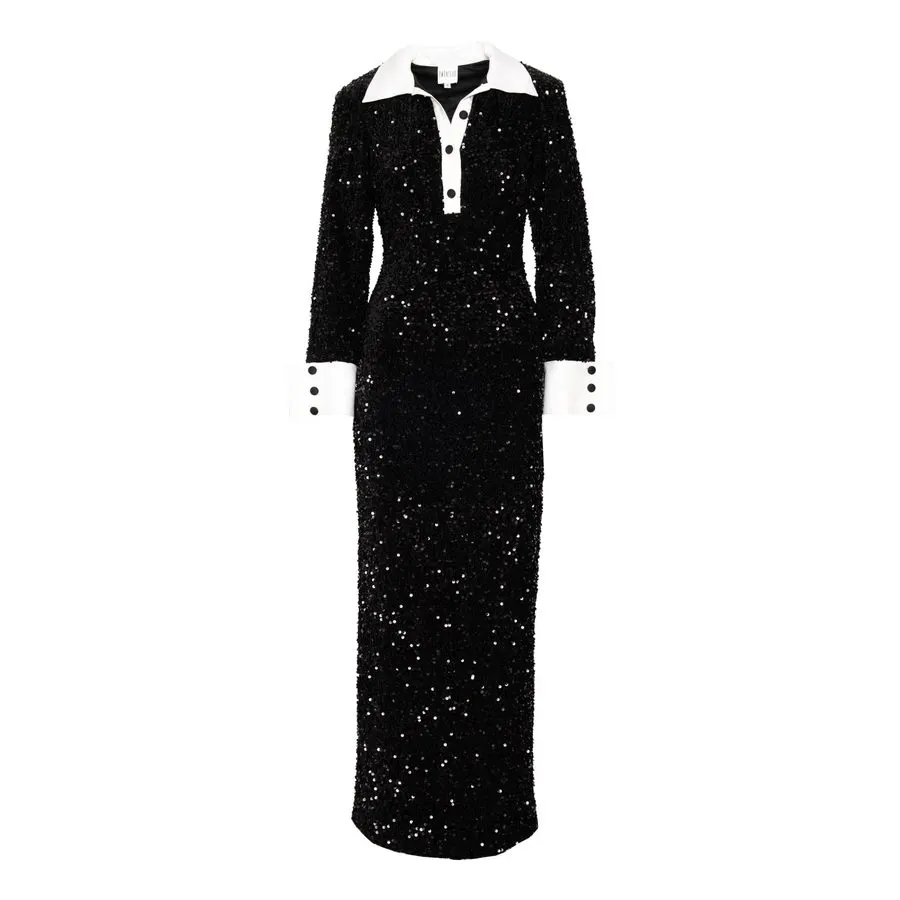 Onyx Sequin Floor-Length Gown