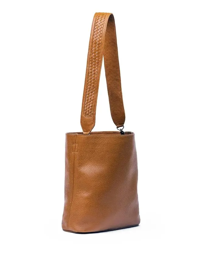 Cognac Editorial Shoulder Bag