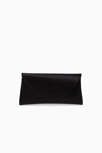 Noir Satin Envelope Clutch