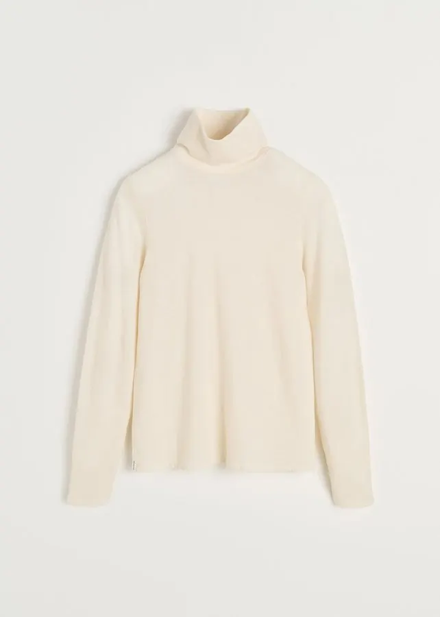 Oatmeal Cashmere-Blend Turtleneck
