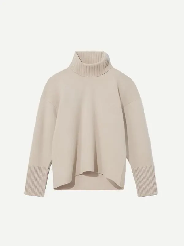 Oatmeal Cashmere-Blend Turtleneck