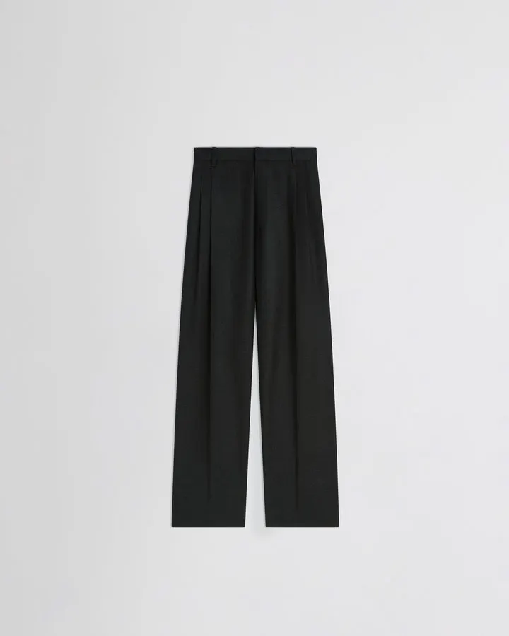 Noir Double-Pleat Tailored Trousers