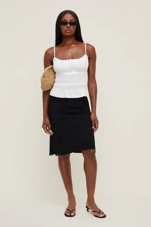 Noir Georgette Midi Skirt