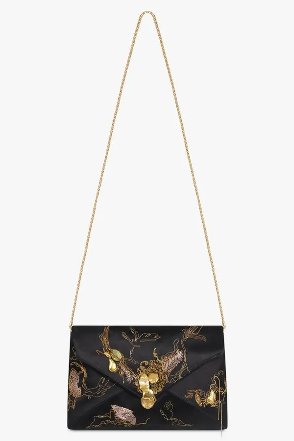 Noir Chain Envelope Clutch
