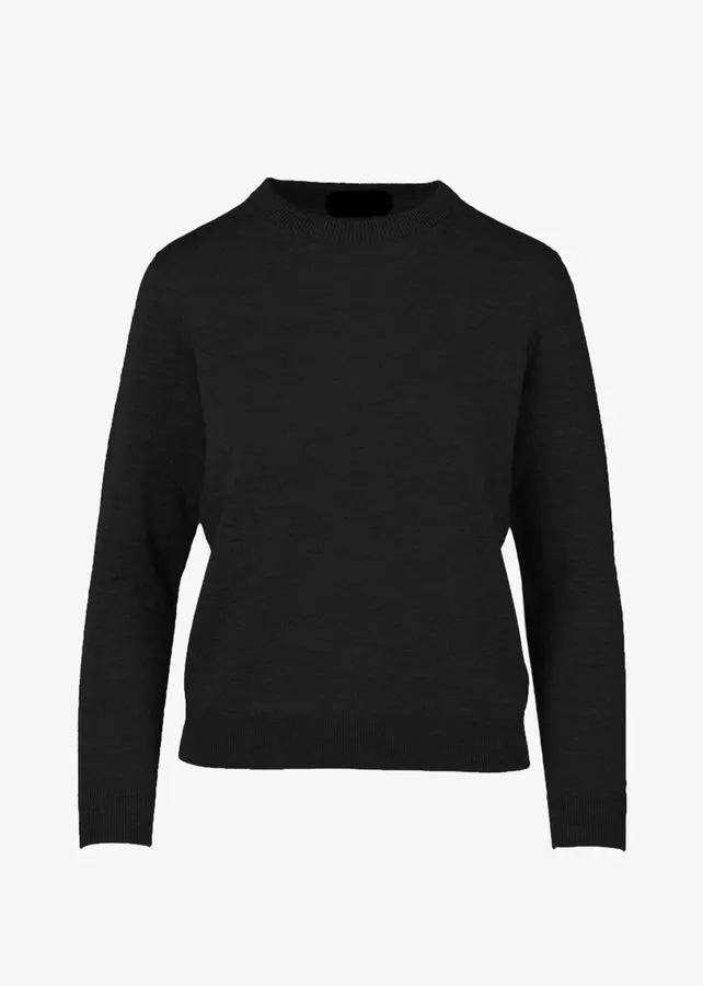 Black Merino Wool Crewneck