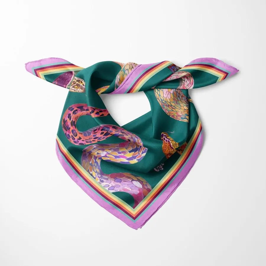 Jade Serpent Silk Twill Scarf