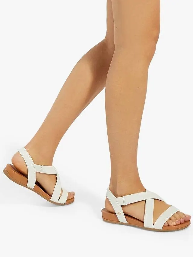 Dune Leather Cross-Strap Flat