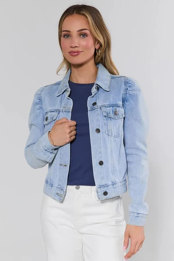 Light-Wash Fitted Denim Jacket