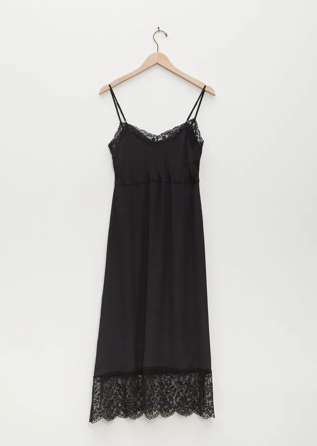 Noir Lace-Trim Slip Dress