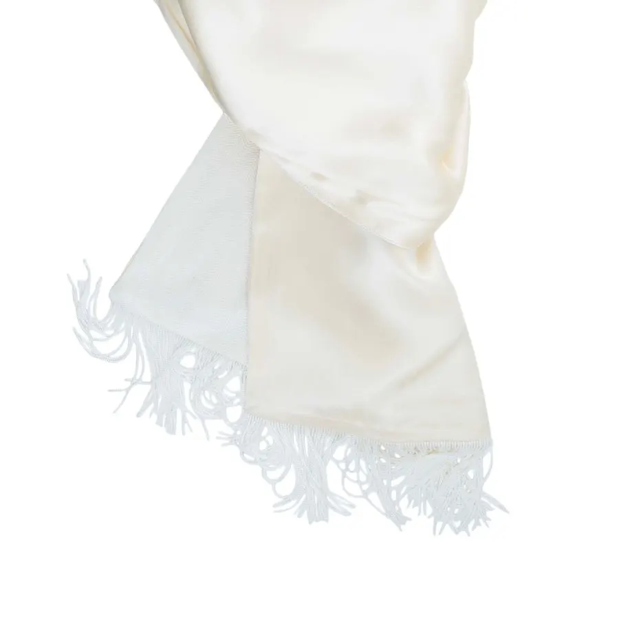 Ivory Herringbone Silk Oblong