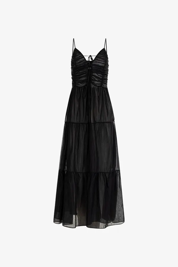 Noir Tiered Cotton Day Dress