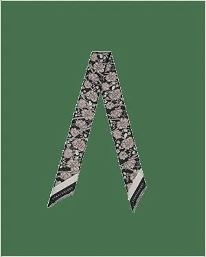 Charcoal Marble Silk Skinny Scarf