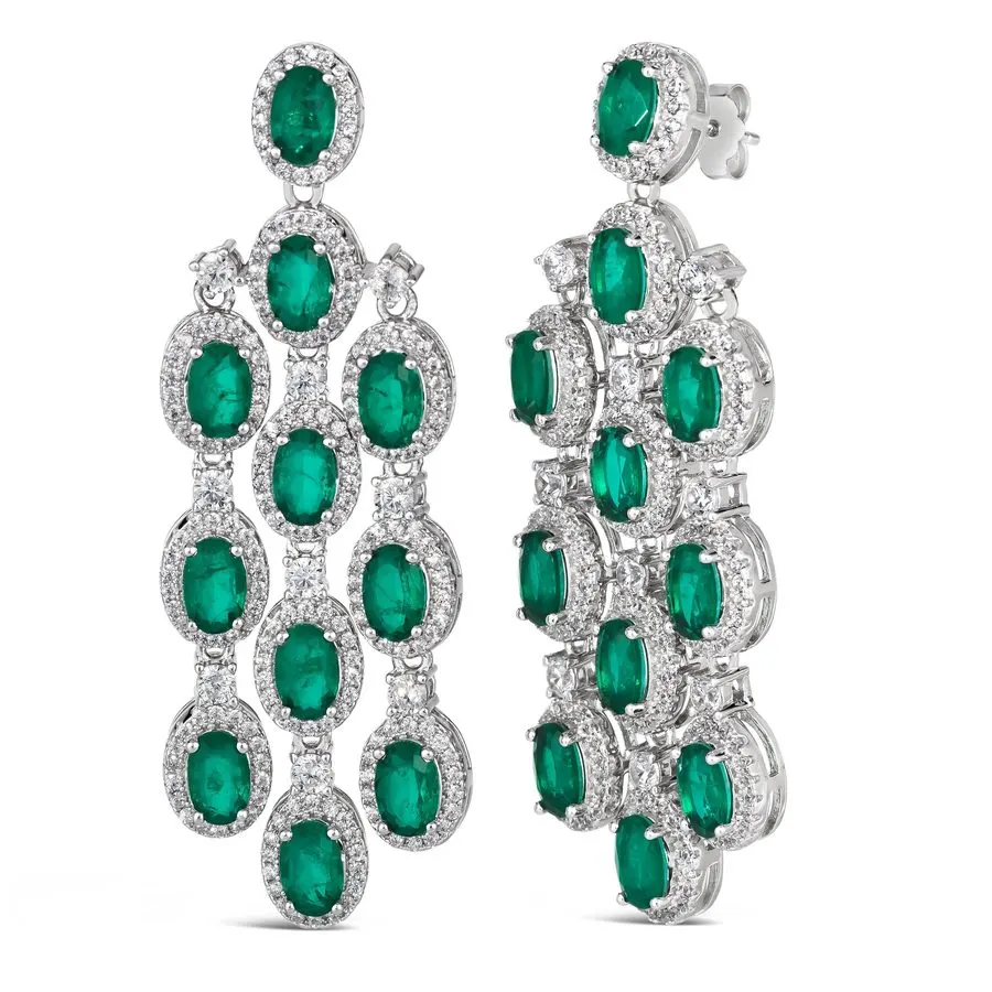 Obsidian Emerald Chandelier Earrings