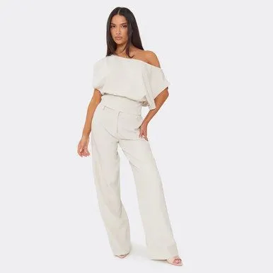 Ivory Tailored Straight-Leg Trousers