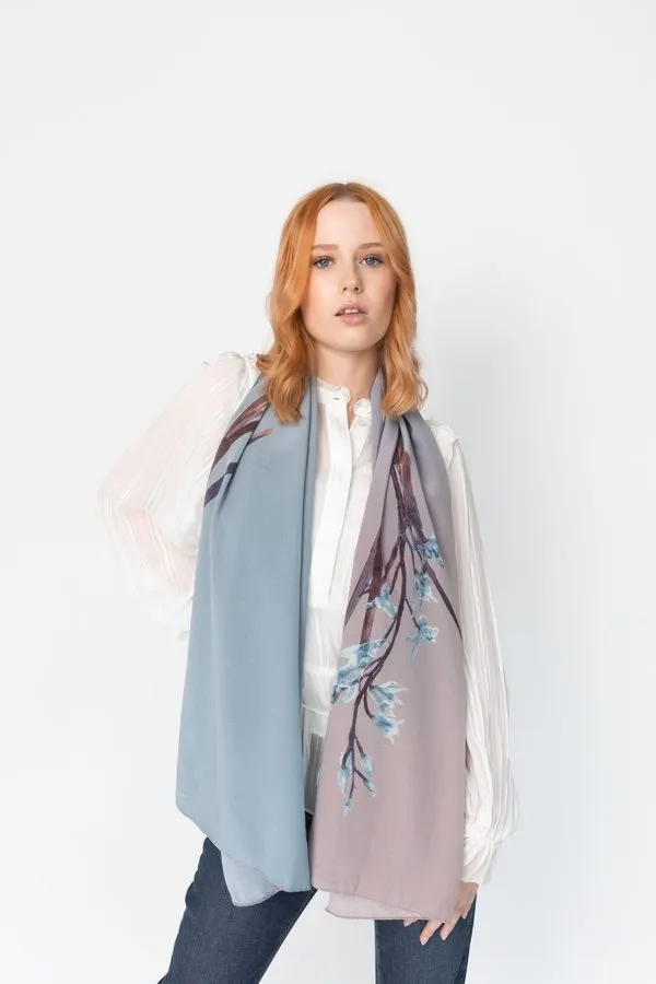 Ink Orchid Pure Silk Scarf 100x100